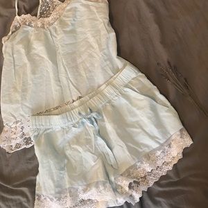 Cute & Sexy PJ Set💛Sky Blue & Lace